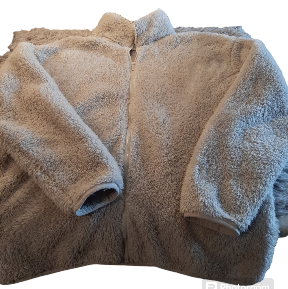 PINK Victoria's Secret Sherpa Zip Up Jacket Light Gray Size Med
